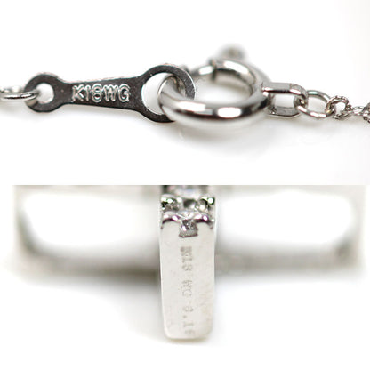 K18WG ホワイトゴールド クロス ダイヤ ネックレス ダイヤモンド0.46ct/0.38ct/0.16ct 4.7g 42cm レディース【中古】