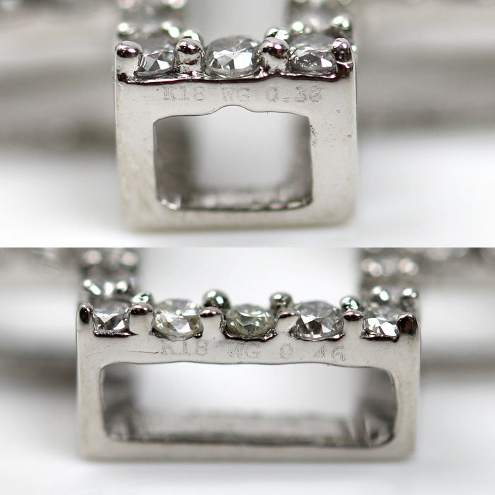 K18WG ホワイトゴールド クロス ダイヤ ネックレス ダイヤモンド0.46ct/0.38ct/0.16ct 4.7g 42cm レディース【中古】