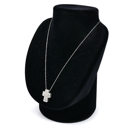 K18WG ホワイトゴールド クロス ダイヤ ネックレス ダイヤモンド0.46ct/0.38ct/0.16ct 4.7g 42cm レディース【中古】