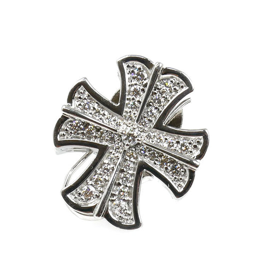 ゆきざき K18WG ホワイトゴールド ダブルトップ クロス ブローチ W50119.12.9.5 ダイヤモンド0.50ct 7.4g ピンブローチ加工品 レディース【中古】【美品】