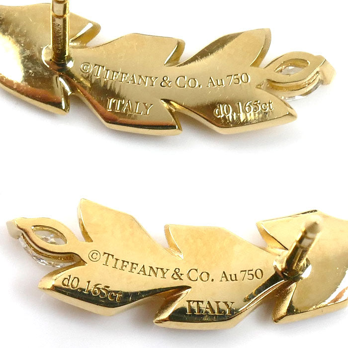 TIFFANY&Co. ティファニー ビクトリア ヴァイン ピアス ダイヤモンド0.165ct/0.165ct 5.6g レディース【中古】【美品】