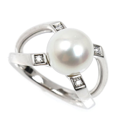 MIKIMOTO ミキモト K18WG ホワイトゴールド Mコレクション リング・指輪 PYR-1809U アコヤパール約8.6mm ダイヤモンド 10号 6.3g レディース【中古】【美品】