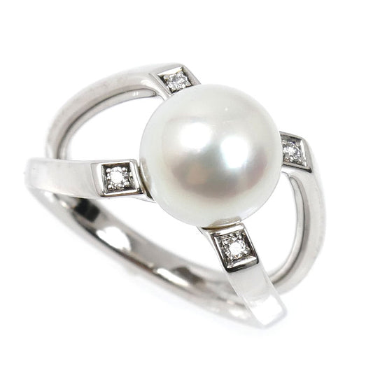MIKIMOTO ミキモト K18WG ホワイトゴールド Mコレクション リング・指輪 PYR-1809U アコヤパール約8.6mm ダイヤモンド 10号 6.3g レディース【中古】【美品】