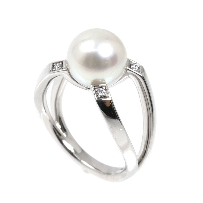 MIKIMOTO ミキモト K18WG ホワイトゴールド Mコレクション リング・指輪 PYR-1809U アコヤパール約8.6mm ダイヤモンド 10号 6.3g レディース【中古】【美品】