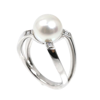 MIKIMOTO ミキモト K18WG ホワイトゴールド Mコレクション リング・指輪 PYR-1809U アコヤパール約8.6mm ダイヤモンド 10号 6.3g レディース【中古】【美品】