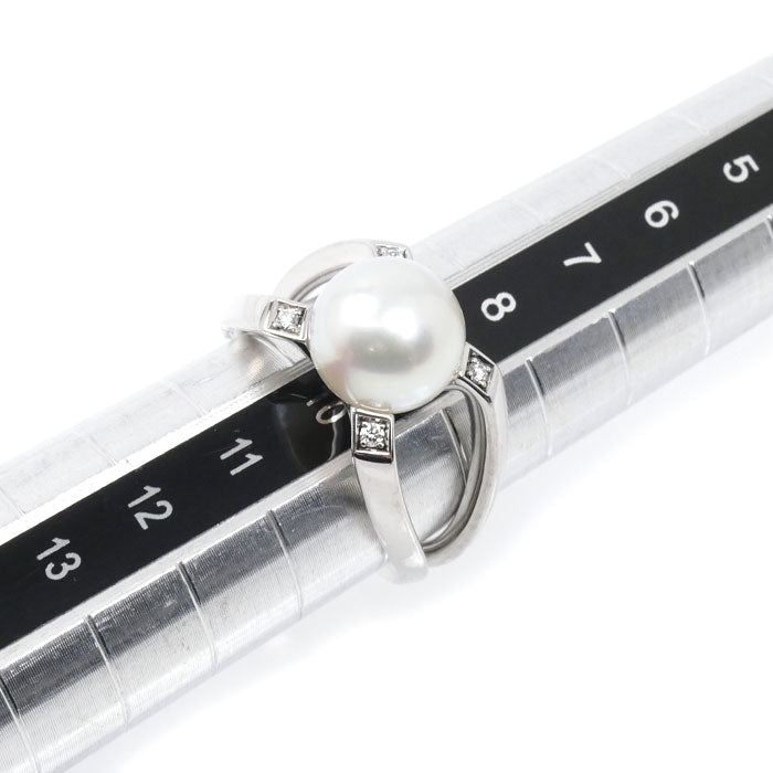 MIKIMOTO ミキモト K18WG ホワイトゴールド Mコレクション リング・指輪 PYR-1809U アコヤパール約8.6mm ダイヤモンド 10号 6.3g レディース【中古】【美品】