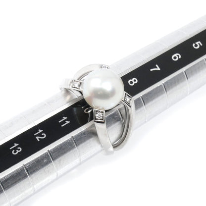 MIKIMOTO ミキモト K18WG ホワイトゴールド Mコレクション リング・指輪 PYR-1809U アコヤパール約8.6mm ダイヤモンド 10号 6.3g レディース【中古】【美品】
