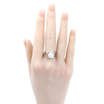MIKIMOTO ミキモト K18WG ホワイトゴールド Mコレクション リング・指輪 PYR-1809U アコヤパール約8.6mm ダイヤモンド 10号 6.3g レディース【中古】【美品】
