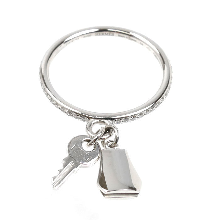 HERMES エルメス K18WG ホワイトゴールド ケリー クロシェット PM リング・指輪 H221616B 00052 ダイヤモンド 12号 52 3.3g レディース【中古】【美品】