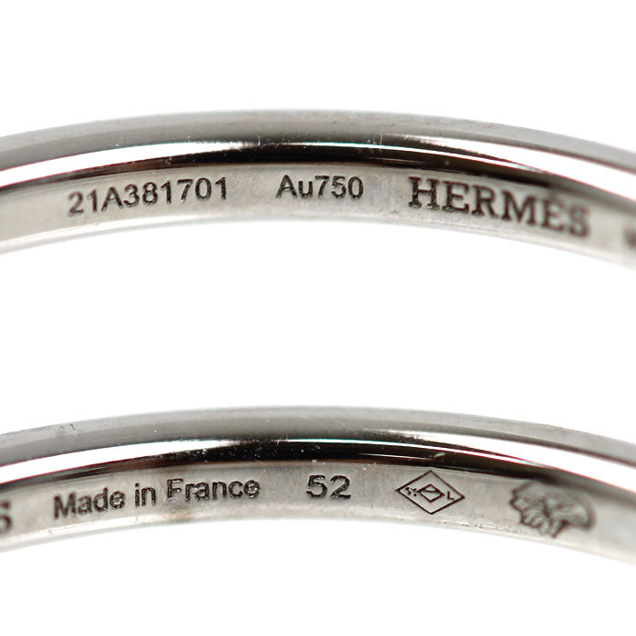 HERMES エルメス K18WG ホワイトゴールド ケリー クロシェット PM リング・指輪 H221616B 00052 ダイヤモンド 12号 52 3.3g レディース【中古】【美品】