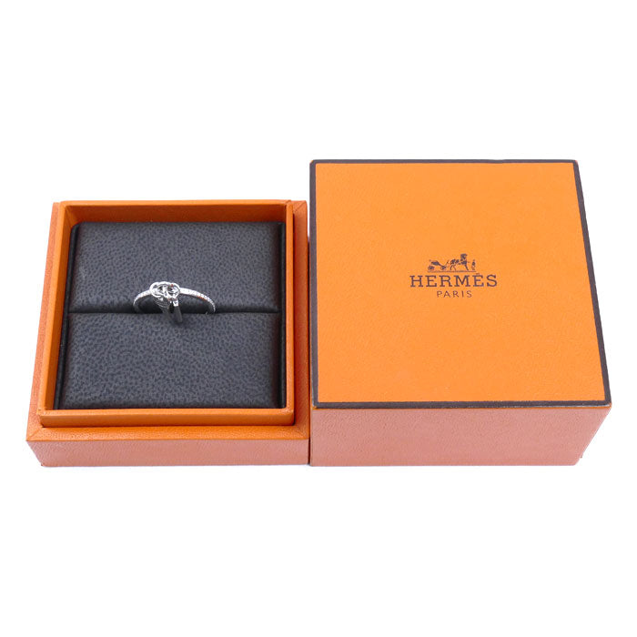 HERMES エルメス K18WG ホワイトゴールド ケリー クロシェット PM リング・指輪 H221616B 00052 ダイヤモンド 12号 52 3.3g レディース【中古】【美品】