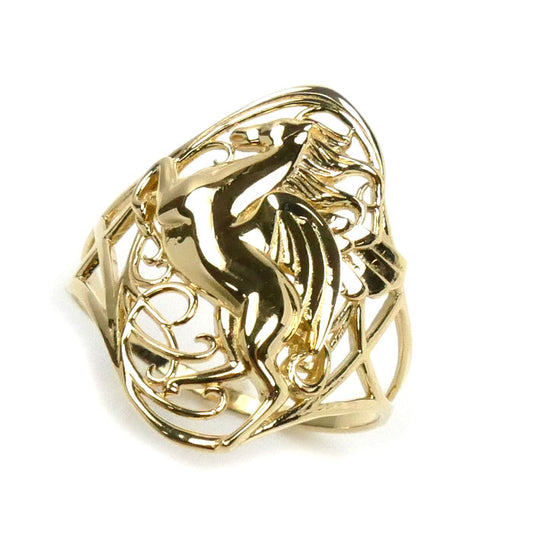 K18YG イエローゴールド ペガサス リング・指輪 15.5号 3.2g レディース【中古】