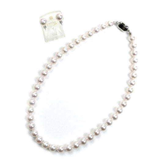 花珠真珠 シルバー イヤリングセット ネックレス アコヤパール約8.5～9.0mm 44.6/3.0g 42cm レディース【中古】【美品】