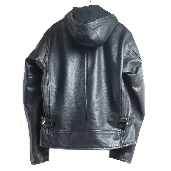 KADOYA カドヤ シングル ライダース パーカー ジャケット ライダースジャケット ブラック 
LL メンズ【中古】【美品】