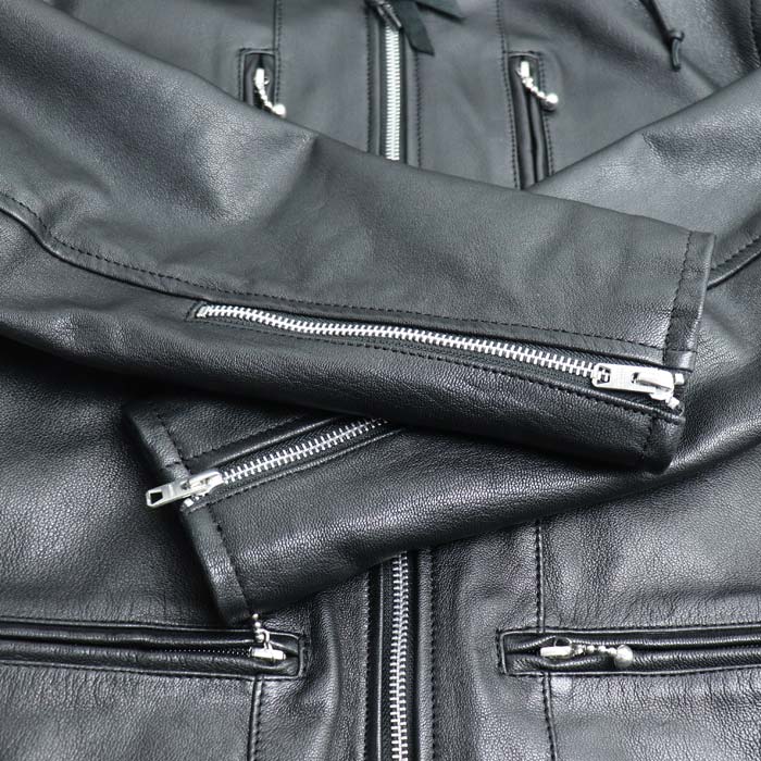 KADOYA カドヤ シングル ライダース パーカー ジャケット ライダースジャケット ブラック 
LL メンズ【中古】【美品】