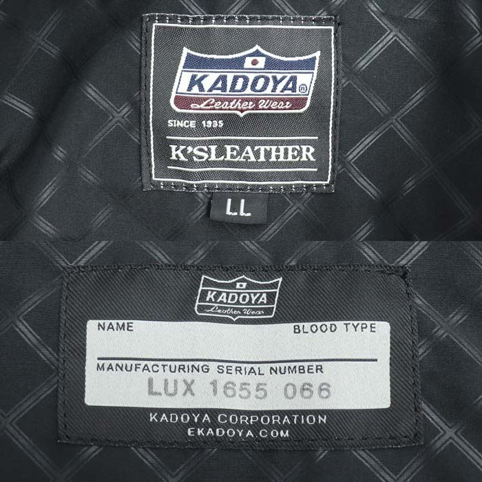 KADOYA カドヤ シングル ライダース パーカー ジャケット ライダースジャケット ブラック 
LL メンズ【中古】【美品】
