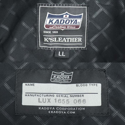 KADOYA カドヤ シングル ライダース パーカー ジャケット ライダースジャケット ブラック 
LL メンズ【中古】【美品】