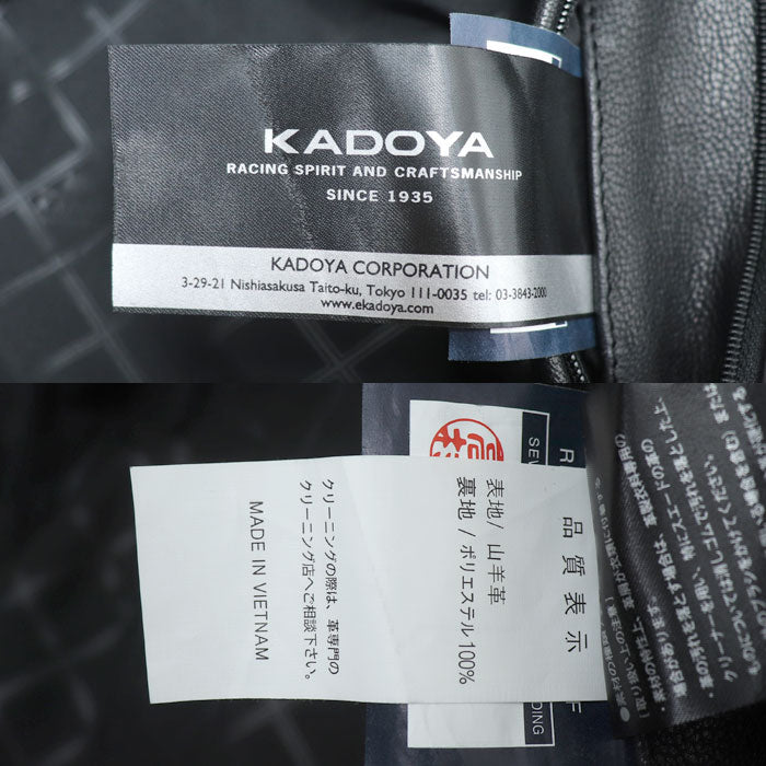 KADOYA カドヤ シングル ライダース パーカー ジャケット ライダースジャケット ブラック 
LL メンズ【中古】【美品】