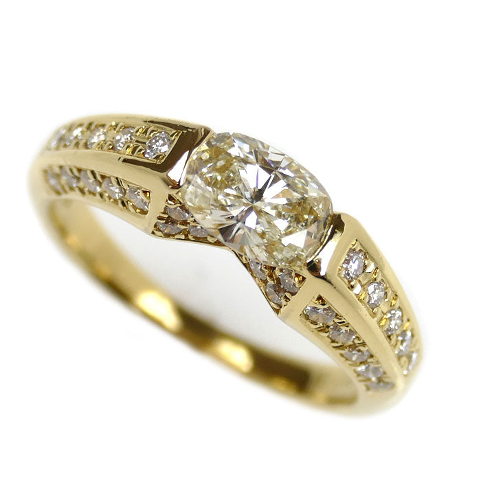 K18YG イエローゴールド リング・指輪 ダイヤモンド0.776ct/0.40ct 12号 4.3g レディース【中古】