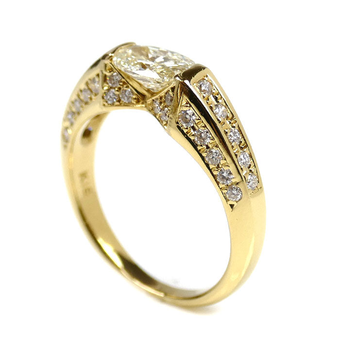 K18YG イエローゴールド リング・指輪 ダイヤモンド0.776ct/0.40ct 12号 4.3g レディース【中古】