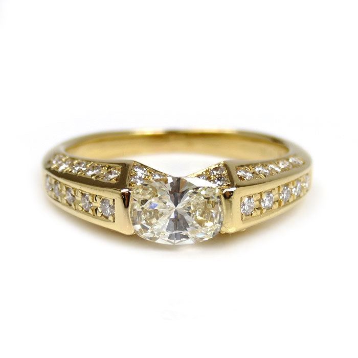 K18YG イエローゴールド リング・指輪 ダイヤモンド0.776ct/0.40ct 12号 4.3g レディース【中古】