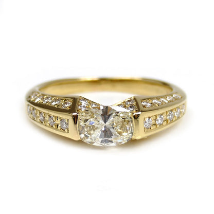 K18YG イエローゴールド リング・指輪 ダイヤモンド0.776ct/0.40ct 12号 4.3g レディース【中古】