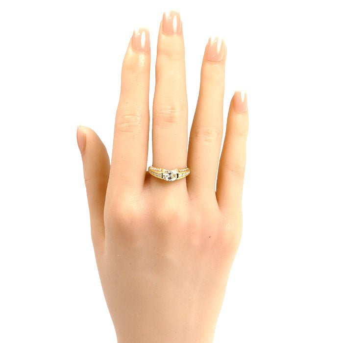 K18YG イエローゴールド リング・指輪 ダイヤモンド0.776ct/0.40ct 12号 4.3g レディース【中古】