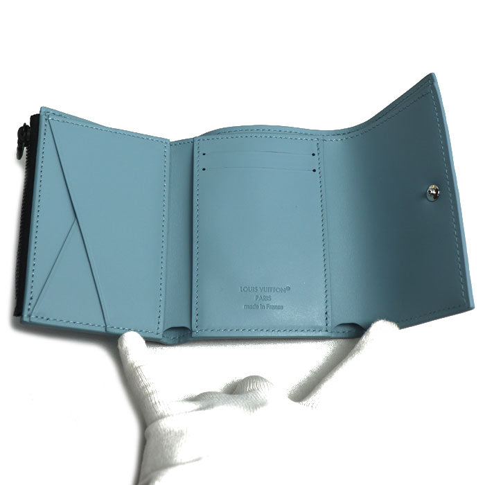 LOUIS VUITTON ルイ・ヴィトン ヴィクター 三つ折り財布 モノグラムシャドウ ブルー M14793 IC レディース【中古】【美品】