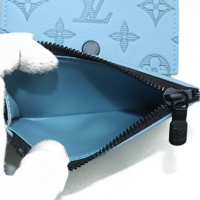 LOUIS VUITTON ルイ・ヴィトン ヴィクター 三つ折り財布 モノグラムシャドウ ブルー M14793 IC レディース【中古】【美品】