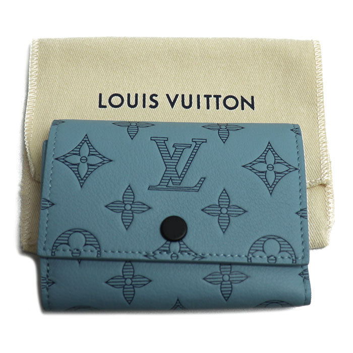 LOUIS VUITTON ルイ・ヴィトン ヴィクター 三つ折り財布 モノグラムシャドウ ブルー M14793 IC レディース【中古】【美品】