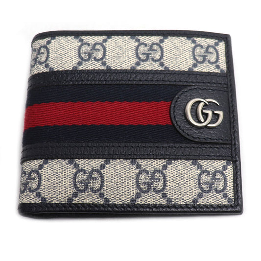 GUCCI グッチ オフィディア GG コインウォレット 二つ折り財布 ネイビー 597609 96IWN 4076 メンズ【未使用】【買取品】