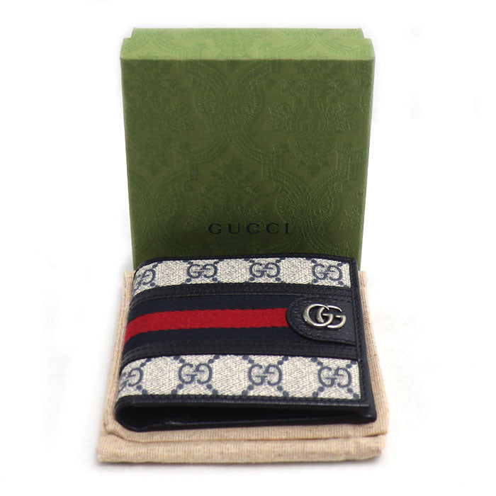 GUCCI グッチ オフィディア GG コインウォレット 二つ折り財布 ネイビー 597609 96IWN 4076 メンズ【未使用】【買取品】