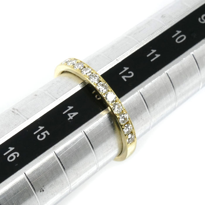 K18YG イエローゴールド ハーフエタニティ リング・指輪 ダイヤモンド0.30ct 13号 2.1g レディース【中古】