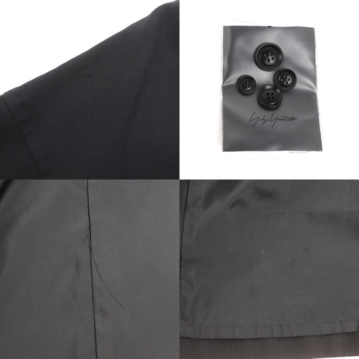 Yohji Yamamoto ヨウジヤマモト シワギャバ レインロングコート トレンチコート ブラック HK-C15-100 
3 メンズ【中古】