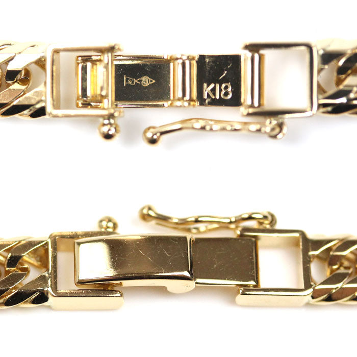 K18YG イエローゴールド ブレスレット 喜平12面トリプルカット 20.6g 20.5cm ユニセックス【中古】