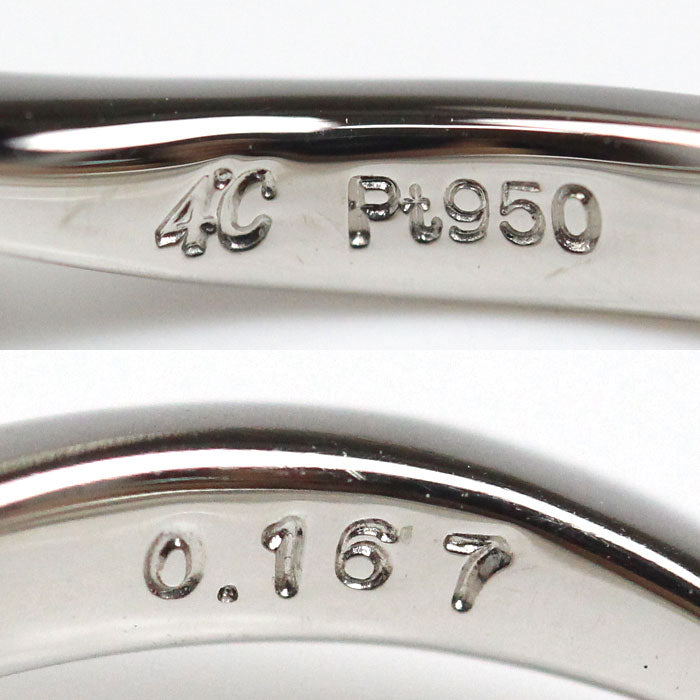 4℃ ヨンドシー Pt950プラチナ PeacefulTime リング・指輪 211722745010 ダイヤモンド0.167ct 10号 3.8g レディース【中古】
