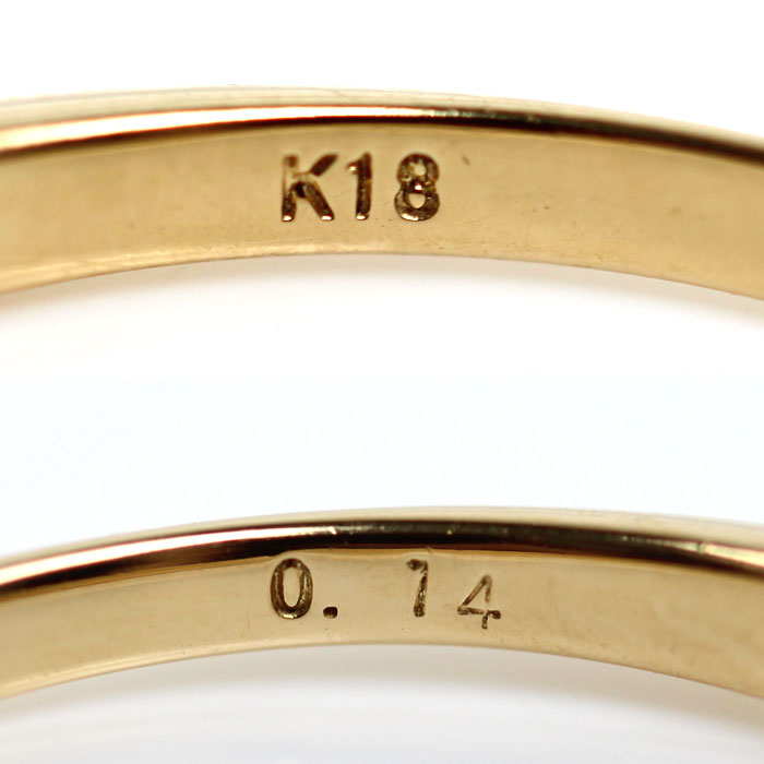 K18YG イエローゴールド リング・指輪 ダイヤモンド0.14ct 11号 1.3g レディース【中古】