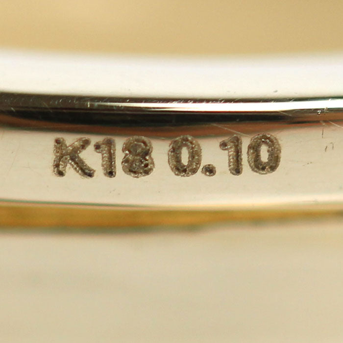 K18YG イエローゴールド リング・指輪 ダイヤモンド0.10ct 16号 3.0g ユニセックス【中古】