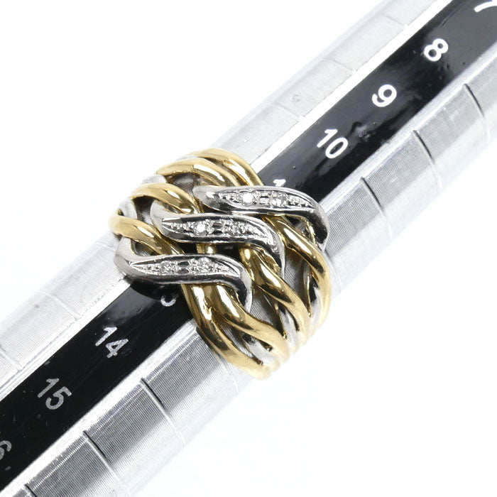 K18YG イエローゴールド Pt900プラチナ リング・指輪 ダイヤモンド0.03ct 11.5号 4.1g レディース【中古】