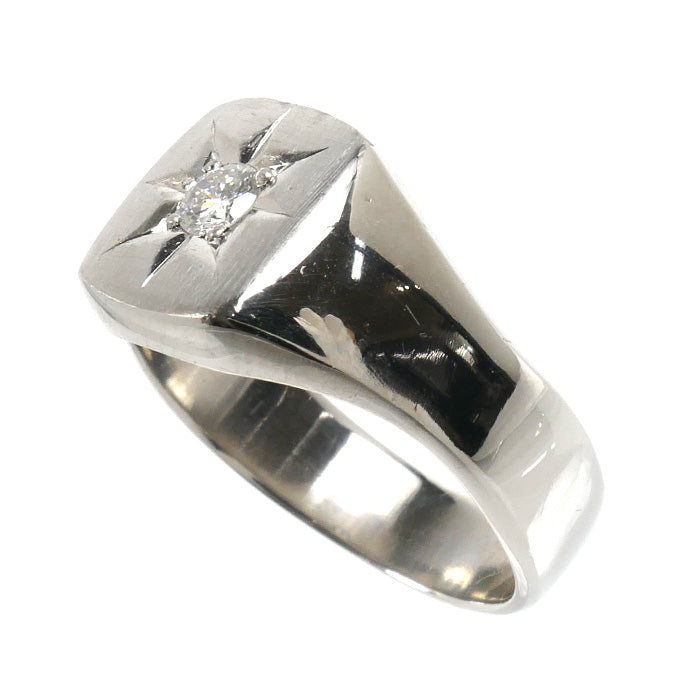 Pt900プラチナ リング・指輪 ダイヤモンド0.172ct 20.5号 14.1g メンズ【中古】【美品】