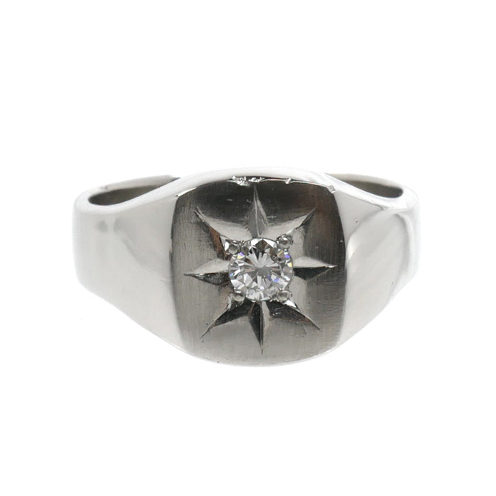 Pt900プラチナ リング・指輪 ダイヤモンド0.172ct 20.5号 14.1g メンズ【中古】【美品】