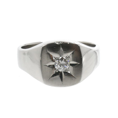 Pt900プラチナ リング・指輪 ダイヤモンド0.172ct 20.5号 14.1g メンズ【中古】【美品】