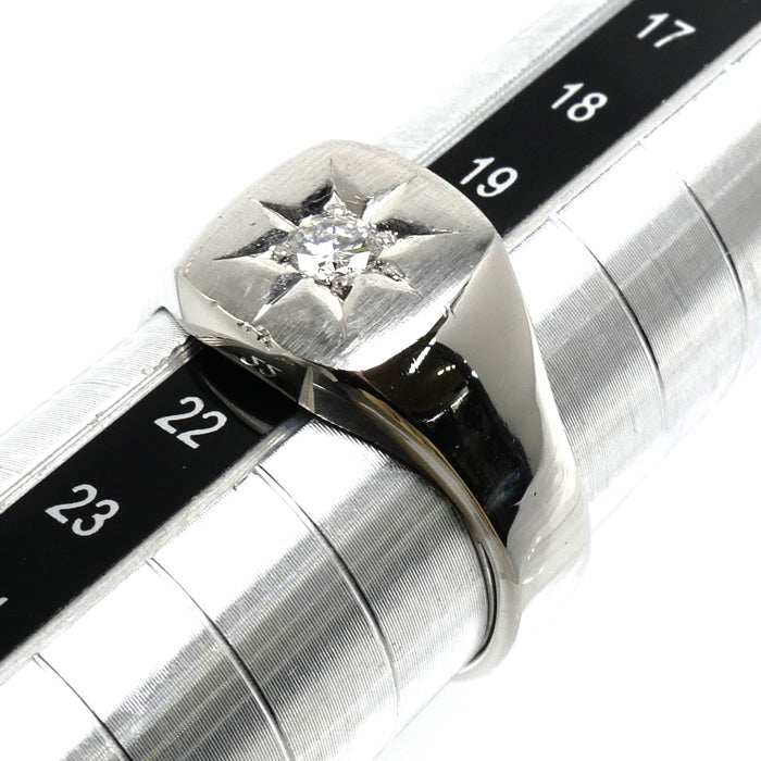 Pt900プラチナ リング・指輪 ダイヤモンド0.172ct 20.5号 14.1g メンズ【中古】【美品】