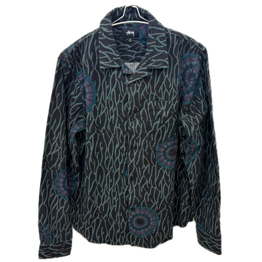 STUSSY ステューシー スパイダー ウェブ フランネル 長袖シャツ ブラック/マルチ M Spider Web Flannel メンズ【中古】