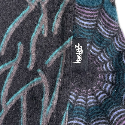 STUSSY ステューシー スパイダー ウェブ フランネル 長袖シャツ ブラック/マルチ M Spider Web Flannel メンズ【中古】