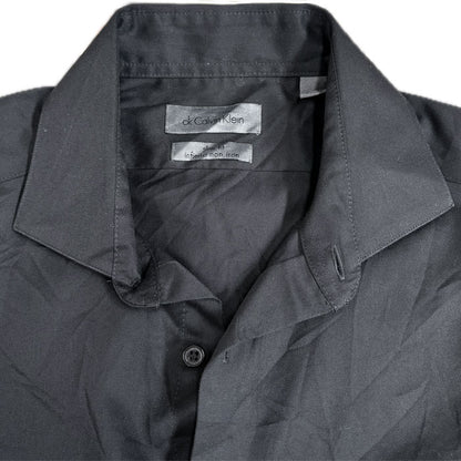 Calvin Klein インフィニティ ノン アイロン 長袖シャツ ブラック メンズ【中古】