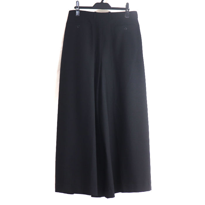 LAD MUSICIAN ラッドミュージシャン WOOL GABARDINE 2TUCK CROPPED WIDE SLACKS パンツ ワイドフレアパンツ ブラック 2119-557 42 メンズ【中古】