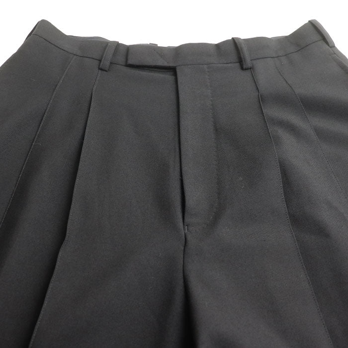 LAD MUSICIAN ラッドミュージシャン WOOL GABARDINE 2TUCK CROPPED WIDE SLACKS パンツ ワイドフレアパンツ ブラック 2119-557 42 メンズ【中古】