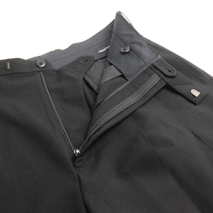 LAD MUSICIAN ラッドミュージシャン WOOL GABARDINE 2TUCK CROPPED WIDE SLACKS パンツ ワイドフレアパンツ ブラック 2119-557 42 メンズ【中古】