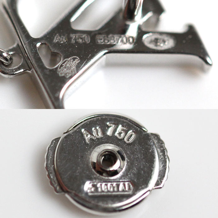 LOUIS VUITTON ルイ・ヴィトン K18WG ホワイトゴールド イディール ブロッサム LV ピアス Q96544 ダイヤモンド 1.1g 片耳 レディース【中古】【美品】